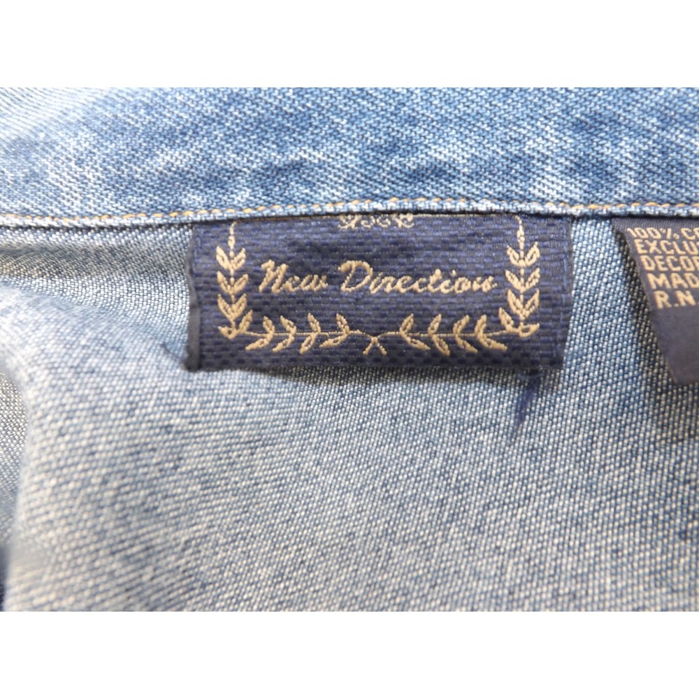 Womens Embellished Denim Jean Jacket Blue Beaded Western Trucker Style L Large - Picture 9 of 16